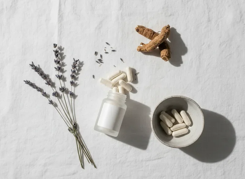 Calm balance supplements including magnesium glycinate and lavender